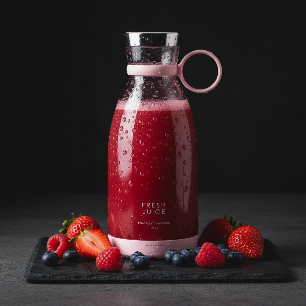 Pink Mini Blender mit Beeren